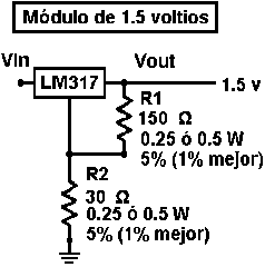 Regulador con LM317, m�dulo de 1.5 voltios  -  Electr�nica Unicrom